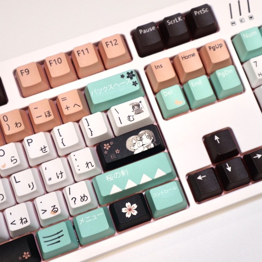 Bàn phím Okita Souji, 123 keycaps PBT keycaps OEM Cấu hình OEM Nhấp đúp vào Okita Souji keycap tiếng Nhật cho bàn phím cơ chơi game, bàn phím cơ