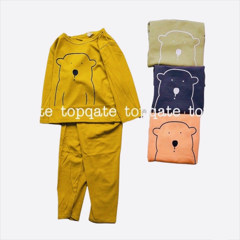 Bộ dài tay chất zip hàn hình gấu cho bé trai và bé gái 7-19kg nhiều màu dễ thương QATE086