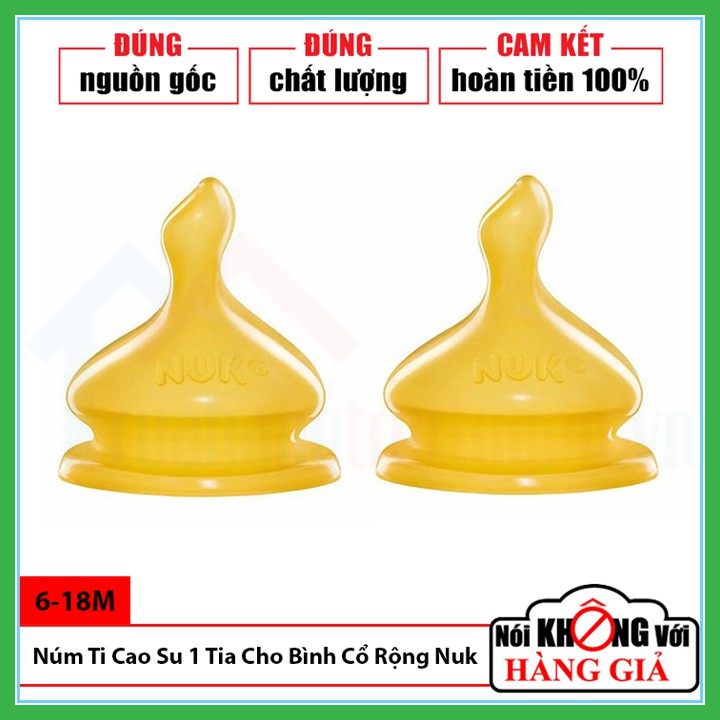[CHÍNH HÃNG] Bộ 2 Núm Ti Cao Su Dẹt Chỉnh Nha Nuk Thay Thế Bình Cổ Rộng Premium Choice+ Cho Trẻ Trên 6 Tháng Tuổi