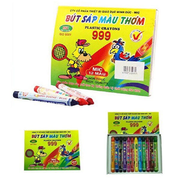 Hộp 12 Bút Màu Thơm- Mic 999- Bút Sáp Màu Dễ Thương Cho Bé