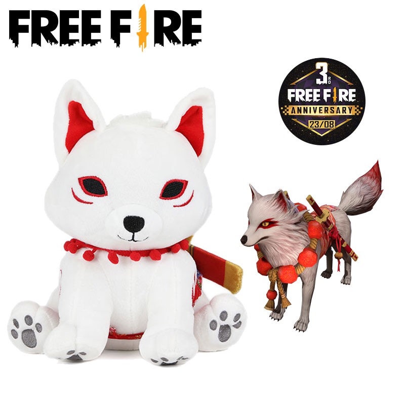 Búp bê hình trợ thủ Spirit Fox màu đỏ và trắng kỷ niệm 3 năm game Free Fire