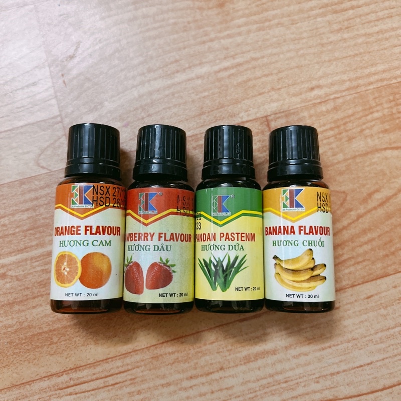 Hương lá dứa, Hương cam, Hương chuối, Hương dâu