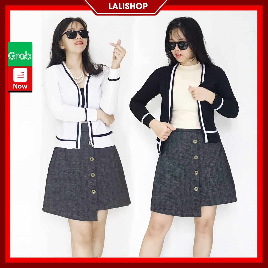 Áo khoác cardigan thun gân kẻ sọc