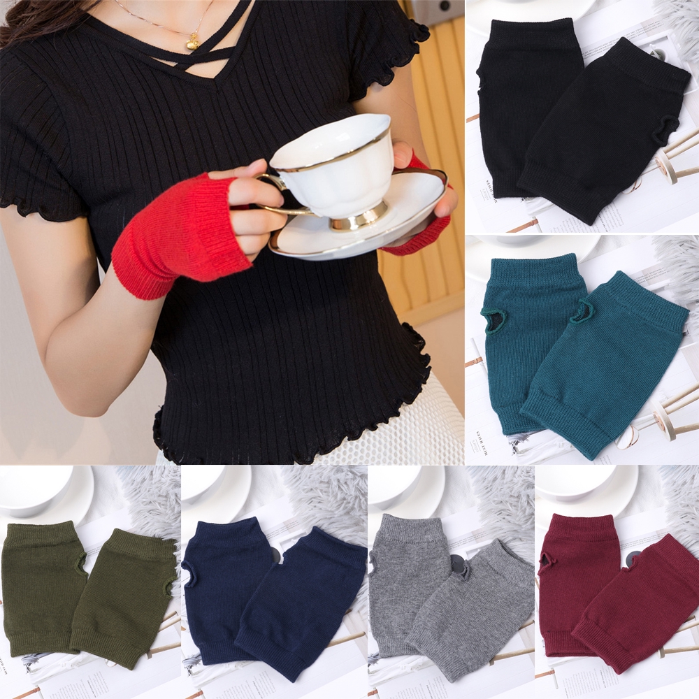 Găng tay len xù hở ngón thời trang cho nữ