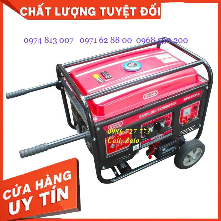 Máy phát điện oshima 5kw đề nổ, chạy xăng, có bánh xe di chuyển - Oshima 5kw Giá cực Rẻ