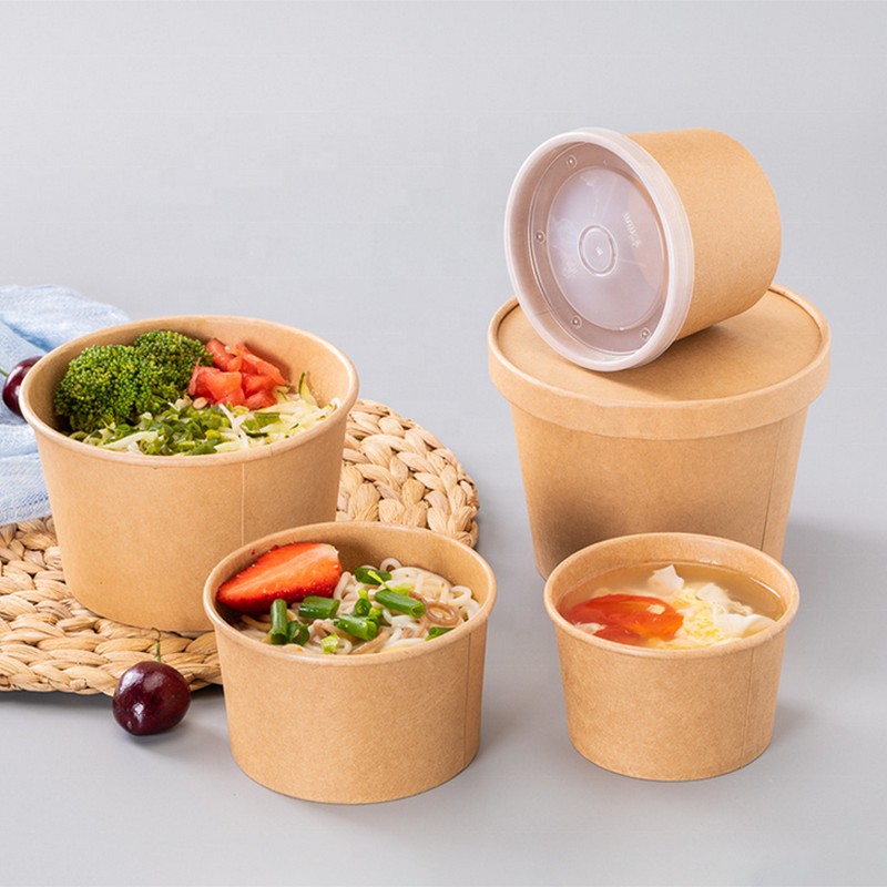 10 Tô Kraft nhỏ 550 ml kèm nắp giấy - Tô kem -Tô phở- Tô bánh đúc-Tô Bánh Bột lộc