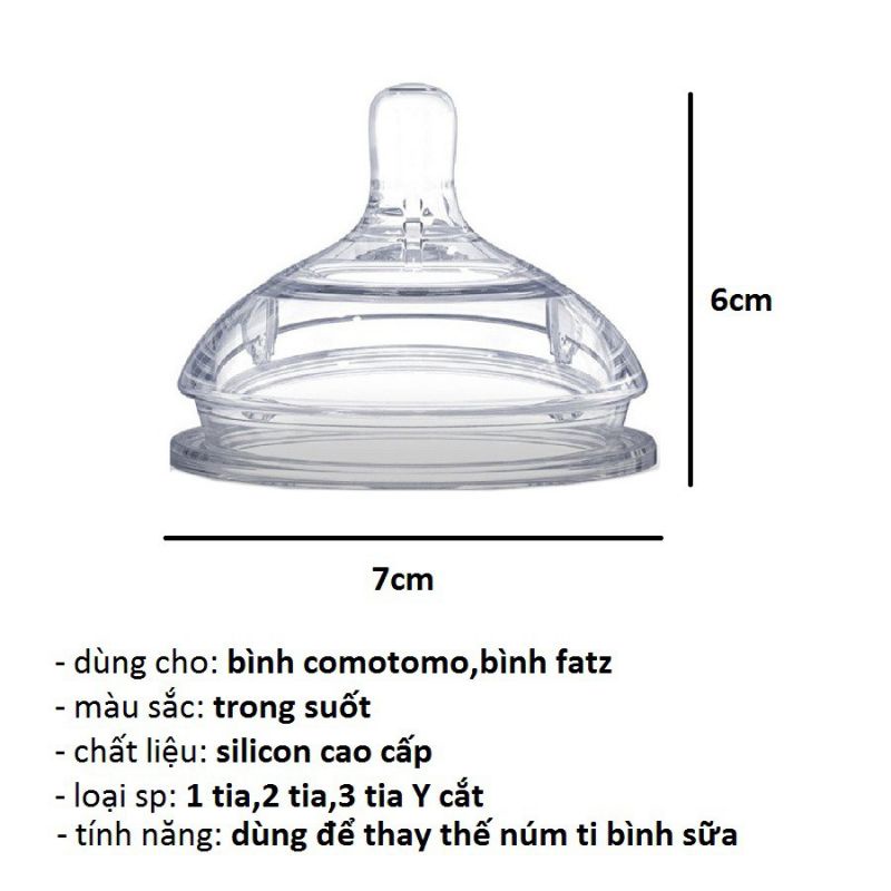 [⚡Rẻ Vô Địch] Núm ti Comotomo Mỹ siêu mềm (1-2-3 tia, Y-cut)