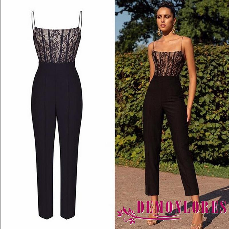 Jumpsuit không tay phối ren thời trang dành cho nữ