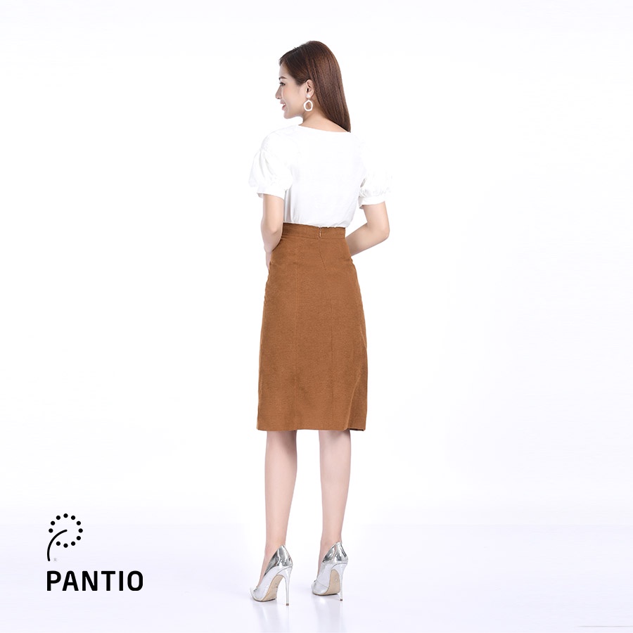 Áo sơ mi chất lụa cổ tròn tay bồng màu trơn FAS32663 - PANTIO