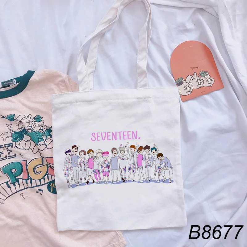 Túi Tote Đeo Vai In Hình Nhóm Nhạc Seventeen Thời Trang Cho Nữ