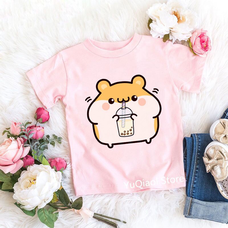 Áo Thun Tay Ngắn In Hình Chuột Hamster Dễ Thương Cho Bé