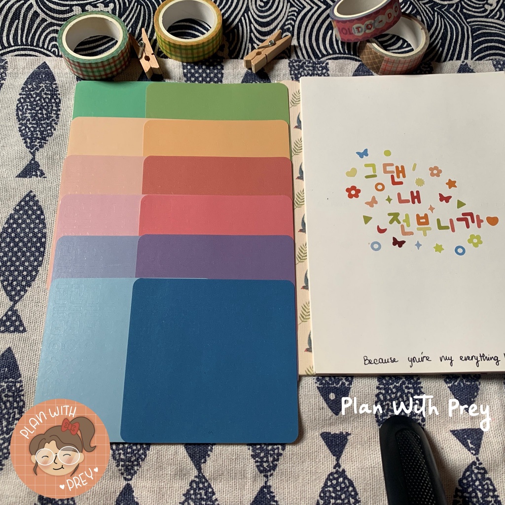 Sticker chữ cái tiếng Hàn trang trí sổ và Toploader nhiều màu | Designed by Plan With Prey