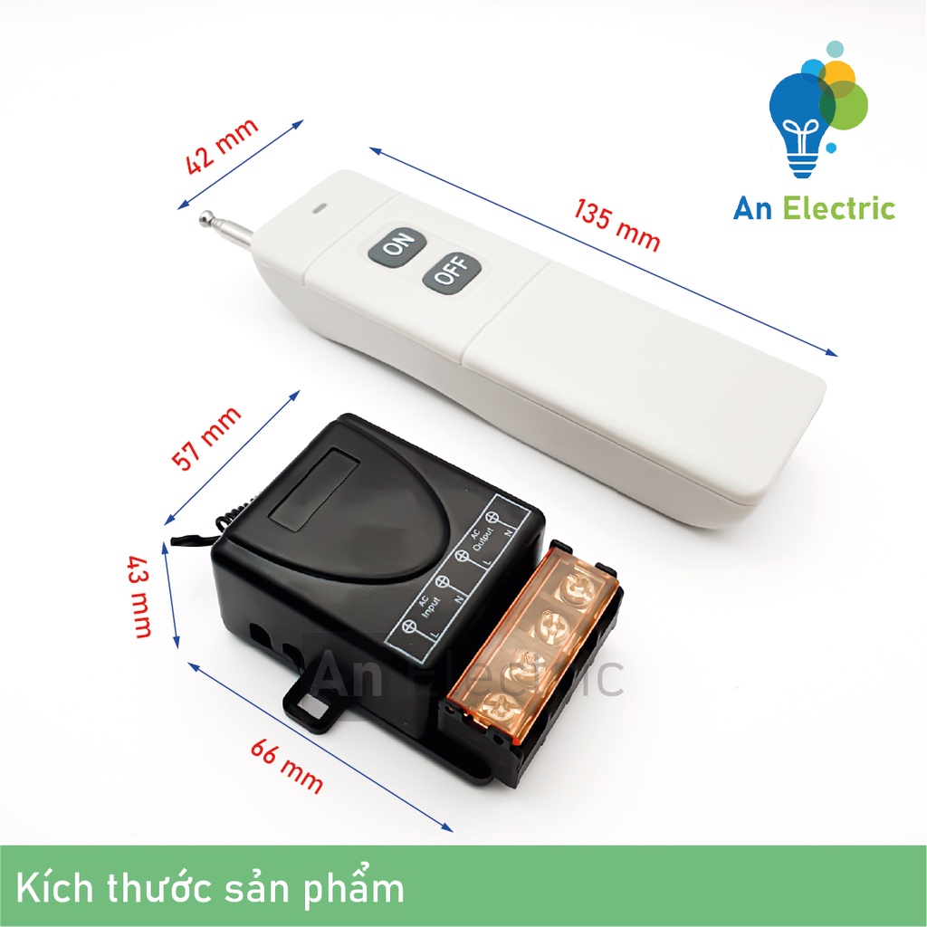 Công tắc điều khiển từ xa 220V 500-1000m công suất cao ngõ ra 30A bật tắt thiết bị chiếu sáng, máy bơm, quạt