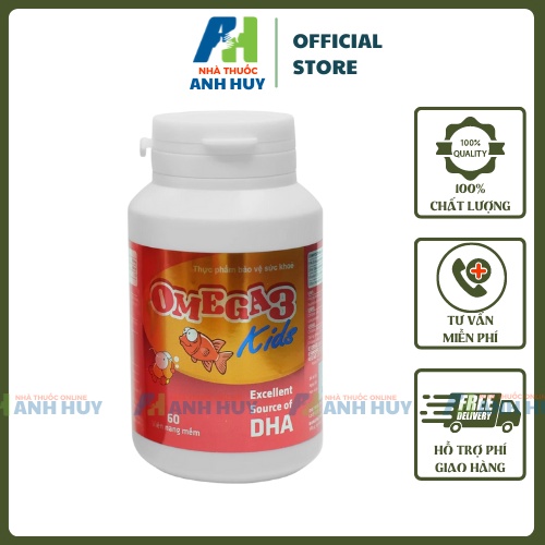 Viên Uống Omega 3 Kid Việt Đức Dầu Cá Bổ Mắt Cho Bé, Phát Triển Trí Não, Mắt Sáng Cho Trẻ Em Lọ 60 Viên