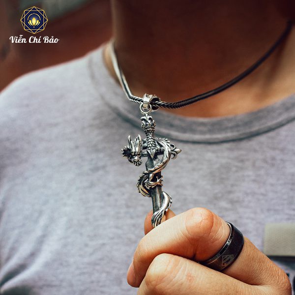 Mặt dây chuyền nam Thiên Long rồng cuốn chất liệu bạc Thái 925 thương hiệu Viễn Chí Bảo M100439