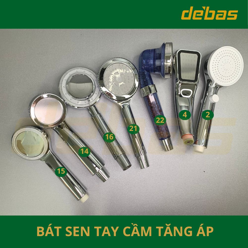 Vòi sen tắm cao cấp inox 304 bát sen nhà tắm tăng áp massage nhựa abs mạ crom nóng lạnh Debas