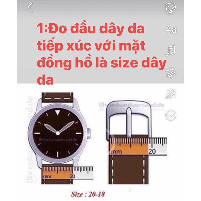 Dây da đồng hồ nam màu nâu da bò thật đủ size 18m/20m/22m