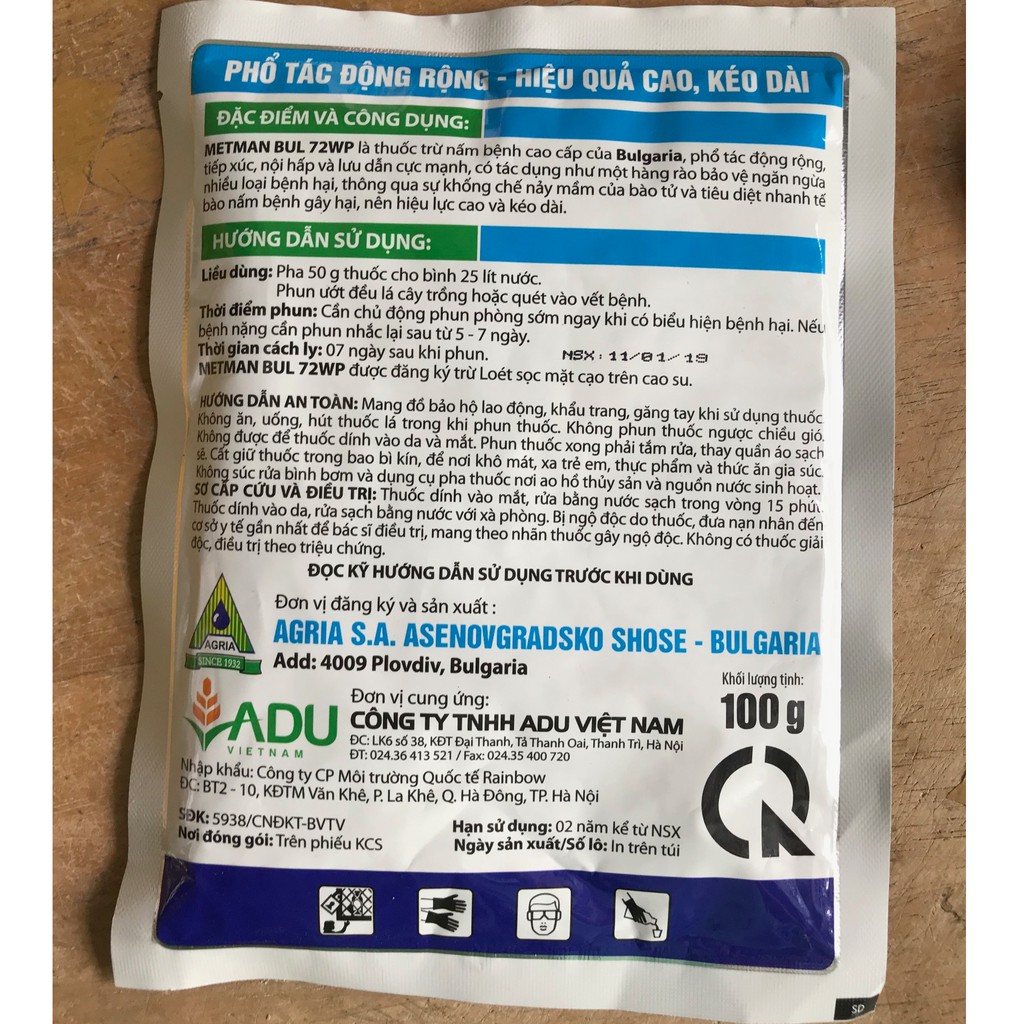 Thuốc Trừ Bệnh Metmanbul 72WP