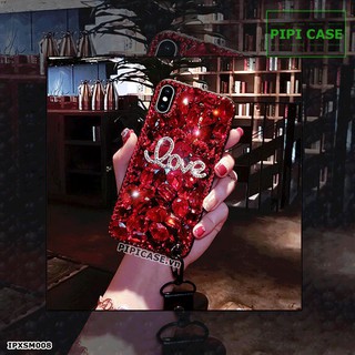 Ốp lưng cho iphone XS MAX PIPICASE IPXSM008 Màu đỏ đính đá kèm họa tiết chữ Love
