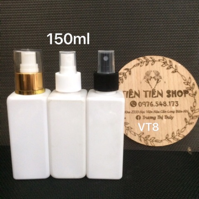 Chai nhựa trắng vuông 150ml phun sương