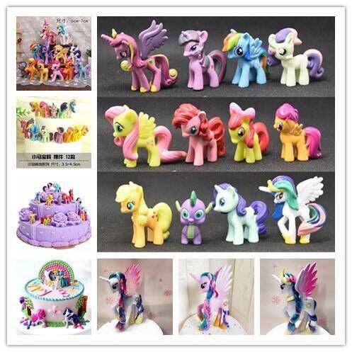 Set 12 Mô Hình Đồ Chơi Trang Trí Bánh Kem Mini Toàn Bộ Hình Ngựa Pony Lily