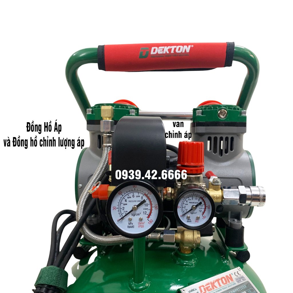 Máy Nén Khí Không Dầu Dekton DK-AC2912SW - Công Suất 1,5HP/1250W Dung Tích 12 Lít - Lên Hơi Nhanh - Độ Ồn Thấp
