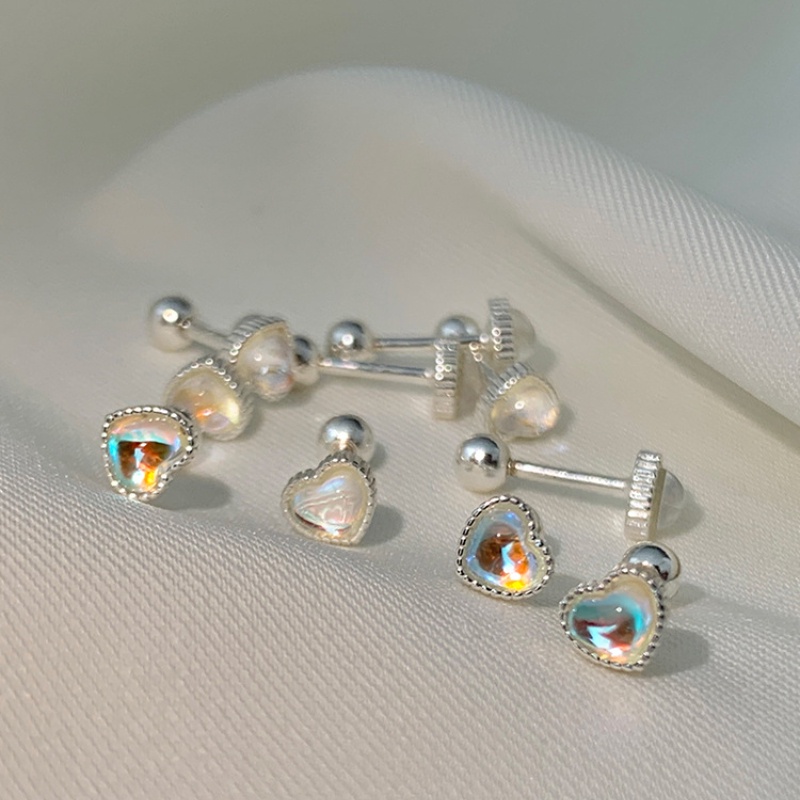 Hoa tai xoắn ốc hình trái tim đầy màu sắc Hoa tai thời trang đơn giản Hoa tai đinh tán của phụ nữ Hàn Quốc