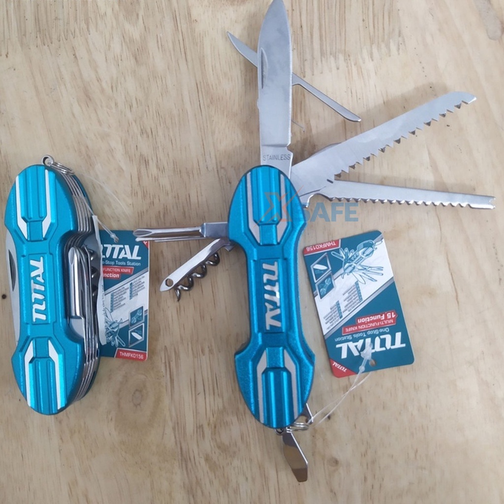 Bộ dao đa năng bỏ túi 15 trong 1 TOTAL THMFK0156 Dao sinh tồn cắt gọt khui nước ngọt cưa gỗ dũa móng tay vặn ốc  [XSAFE]