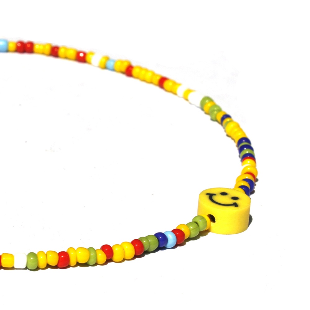 Vòng cổ choker phối hạt cườm nhiều màu sắc cầu vồng thời trang dành cho nữ DIY