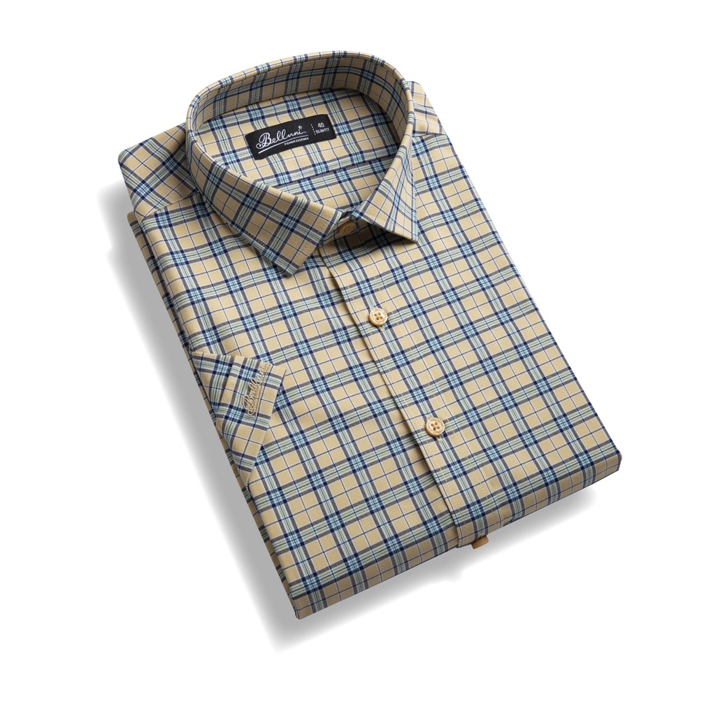 Áo sơ mi nam ngắn tay BELLUNI Hoạ tiết caro - ANS.BPS.BE.206.Y1