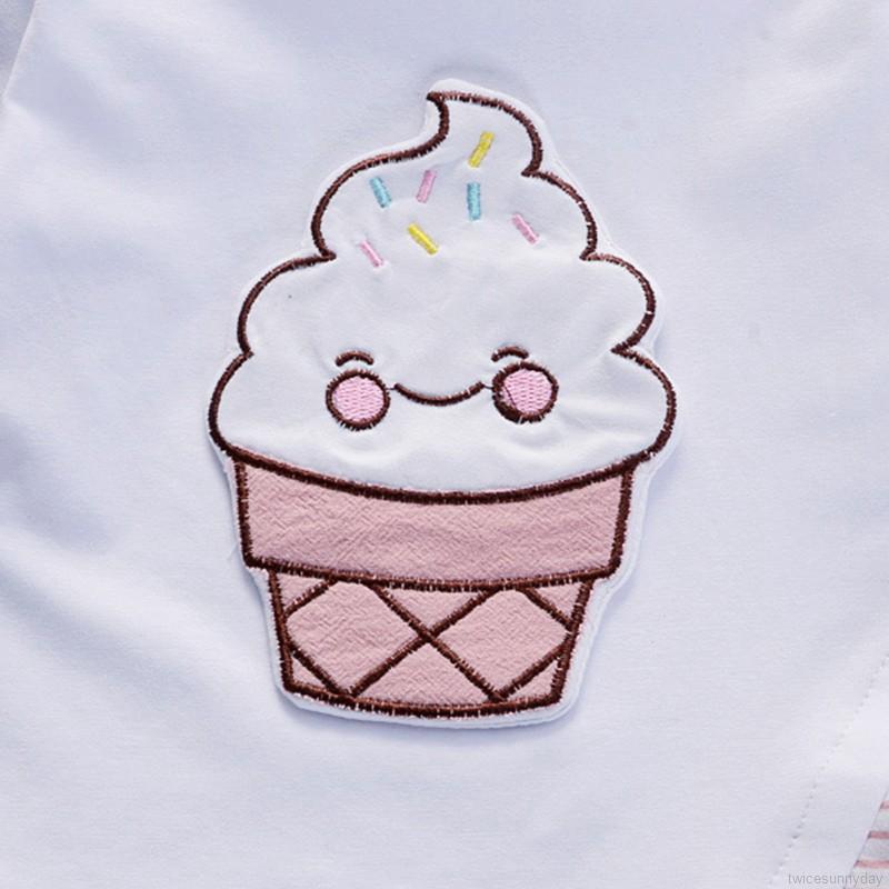 Set áo thun ngắn tay cổ tròn + Quần short đáng yêu cho bé gái