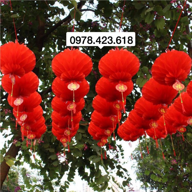 Lồng đèn đỏ chữ Phúc cực dày - đèn lồng đỏ nilong chống nước trang trí ngoài trời