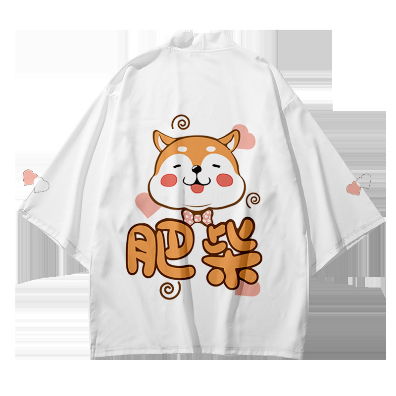 Áo khoác kimono ngắn tay in hình chú cún Shiba anime đáng yêu