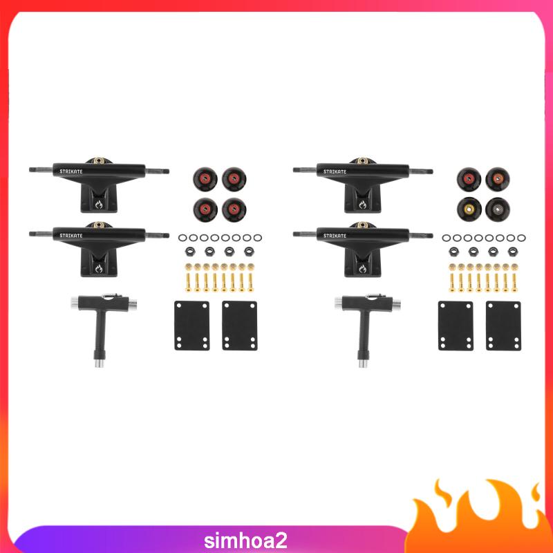 [SIMHOA2]Skateboard TRUCKS 52mm Wheels and Bearings with Pads