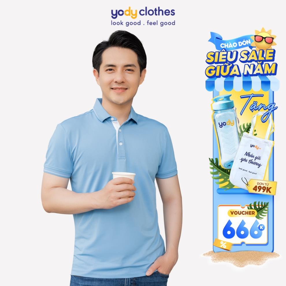 Áo thun polo nam YODY Coolmax cổ bẻ chất cotton cao cấp siêu mát APM3519 Đẹp