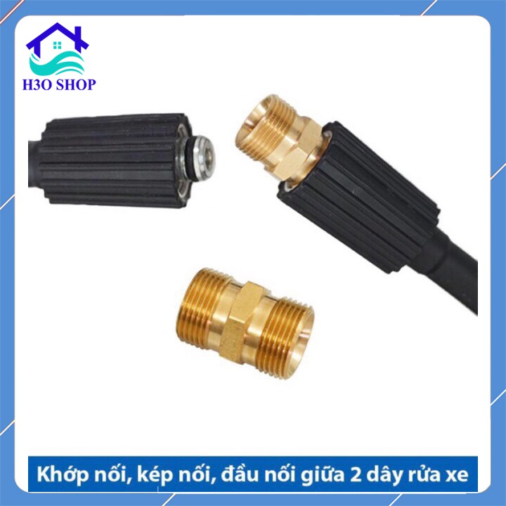 Khớp Nối Dài Dây Xịt Máy Rửa Xe - Cút Nối, Kép Nối 2 Dây Cao Áp Rửa Xe