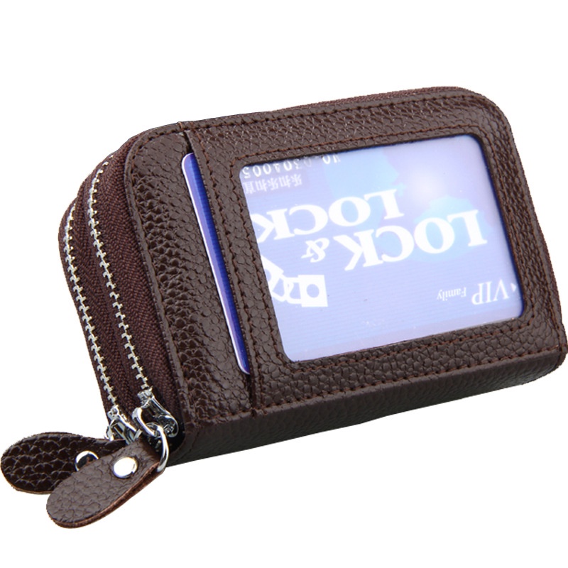 Ví Da Thời Trang Đựng Thẻ Tín Dụng / Danh Thiếp Có Khóa Kéo Đôi Cho Nữ