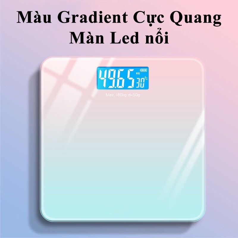 Cân Điện Tử Sức Khỏe Gia Đình, Màn Hình Cường Lực Đèn Led, Tải Trọng 180Kg,Dùng Pin Hoặc Kèm Cáp Sạc,Cân Đa Sắc,TK168