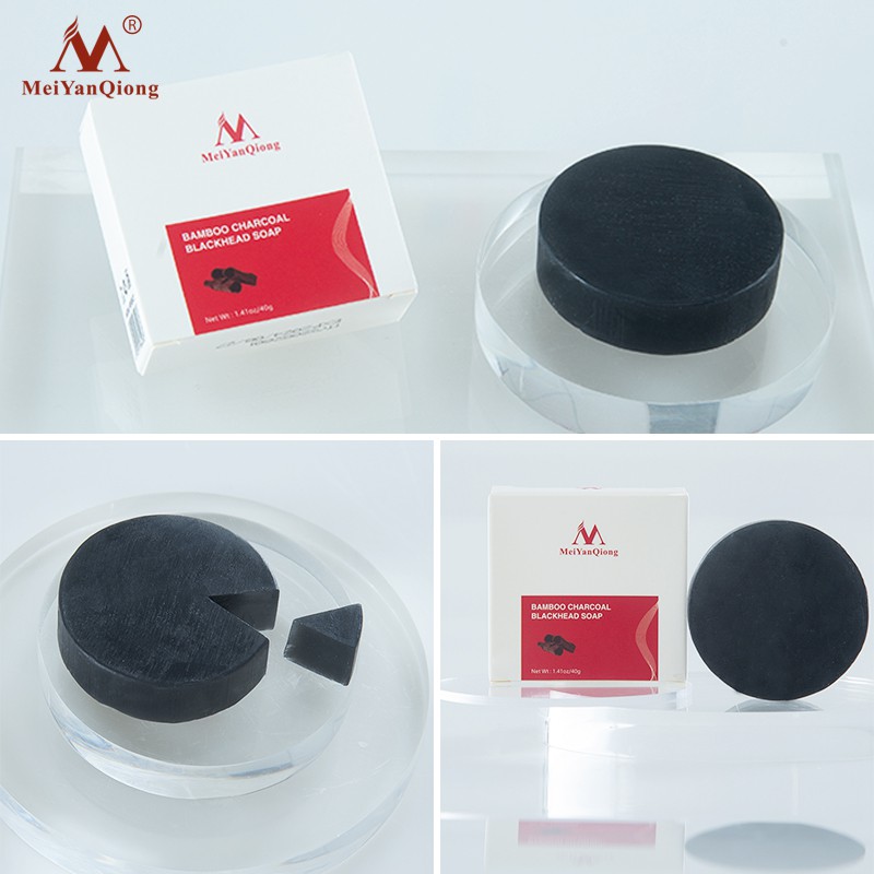 Face Set：MeiYanQiong Charcoal Blackhead  serum Control Handmade Soap + Facial Cleanser 40g+60g