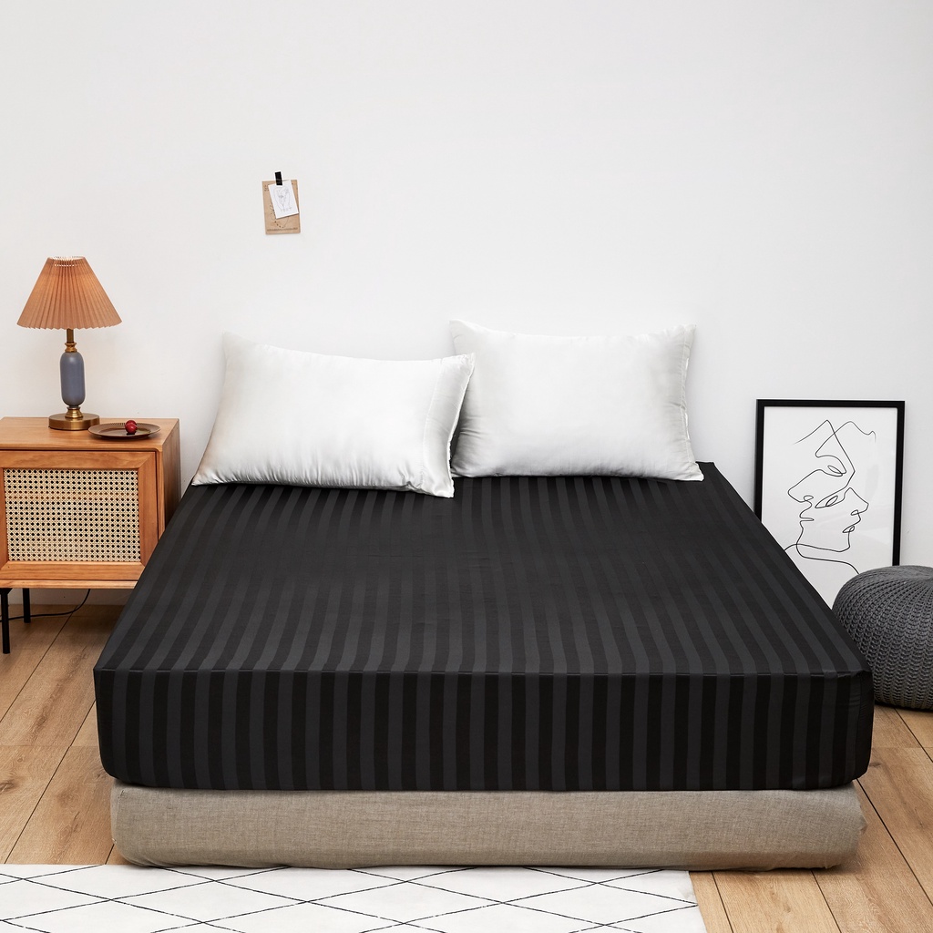 Bìa tấm Satin có sọc mịn và mềm ga trải giường 5~35cm Dùng Để Trải Giường Thoải mái và thoải mái ga trải giường tấm sa tanh m9/1m2/1m5/1m6/1m8/2m
