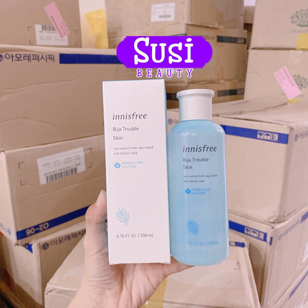 (Mẫu mới 2019) Nước Hoa Hồng Dành Cho Da Mụn Innisfree Bija Trouble Skin 200ml