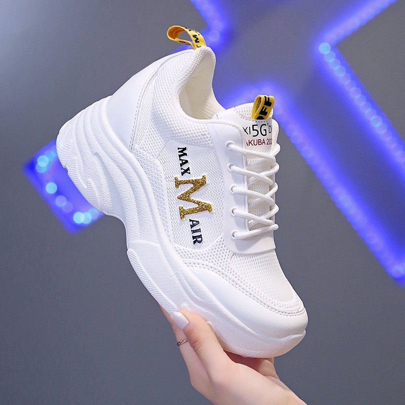 Giày thể thao nữ độn đế 7cm MaxAir đế cao su vải thoáng mã HV03