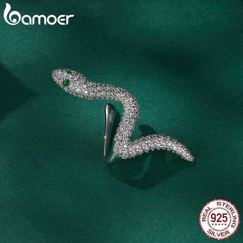 Bông tai BAMOER bằng bạc s925 hình rắn cho nữ