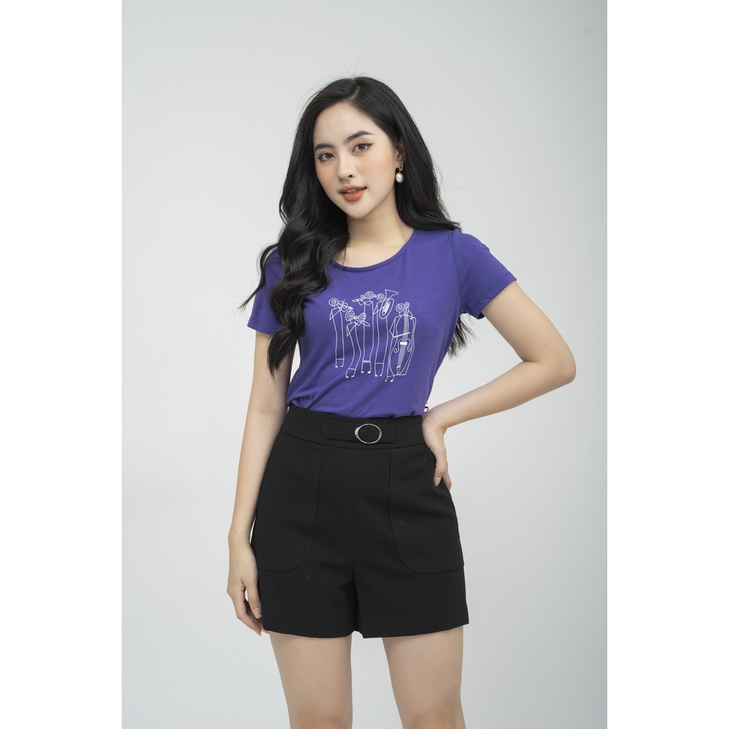 Áo phông nữ dáng suông Fiona, Áo thun nữ tay ngắn in họa tiết trẻ trung F522176