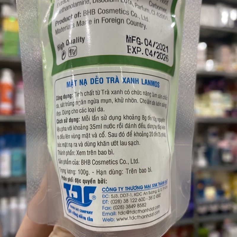 Mặt Nạ Dẻo Trà Xanh Lanmos 100g