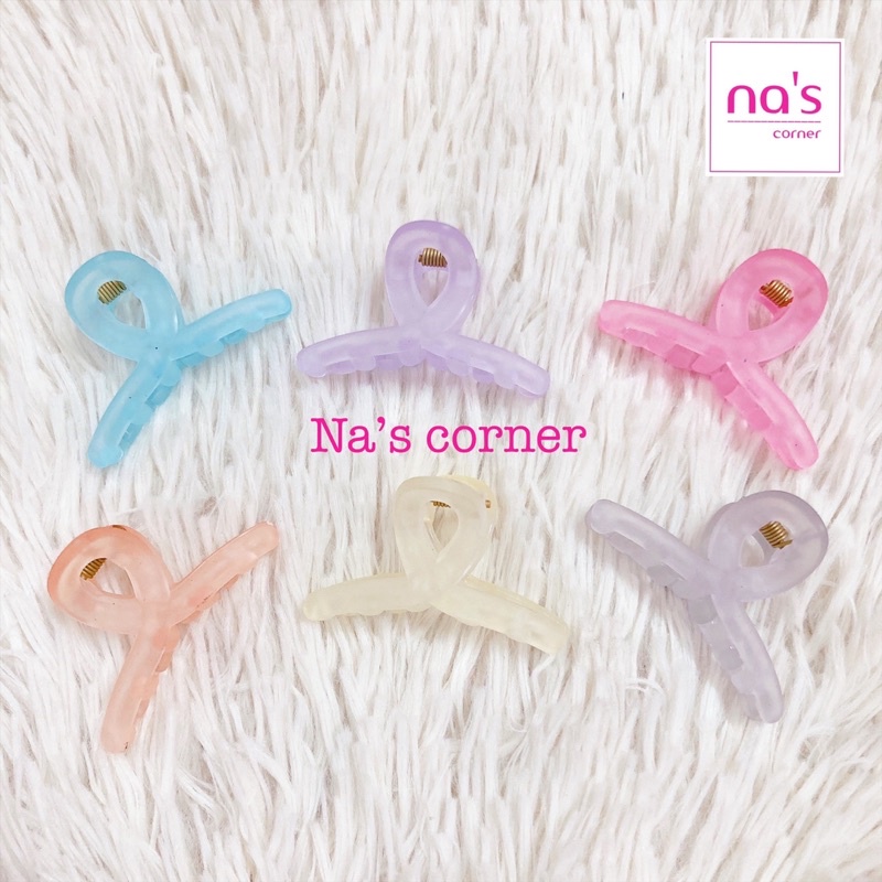 Kẹp tóc càng cua Thái lan nhựa mờ màu nhạt trong vintage sang êm đẹp