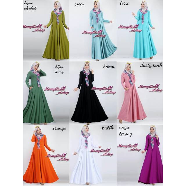 Áo Thun Nữ Màu Đỏ / Xanh Lá / Đen / Trắng Kiểu Dáng Sang Trọng Size M / Gamis Jumbo L4