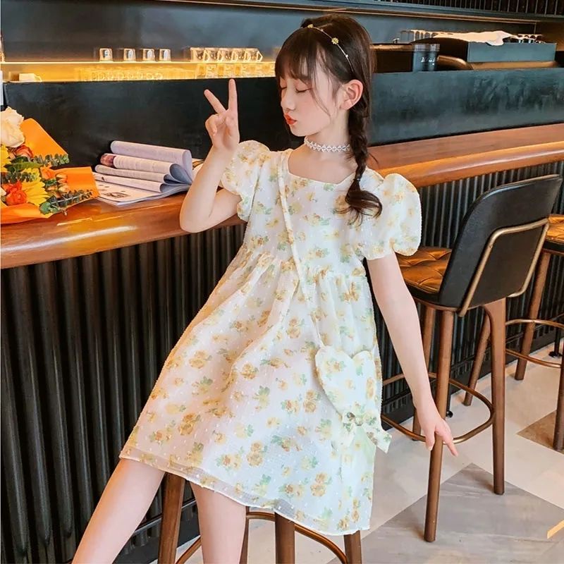 Đầm Công Chúa Ngắn Tay Họa Tiết Hoa Thời Trang Mùa Hè Dành Cho Bé Gái Từ 3 Đến 4 Đến 6 Đến 7 Đến 8 Đến 9 Đến 10 Đến 11 Đến 11-12 Tuổi