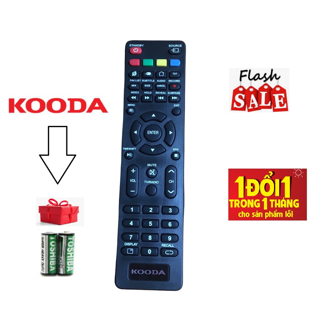Điều khiển tivi kooda smart, Tặng kèm pin chính hãng