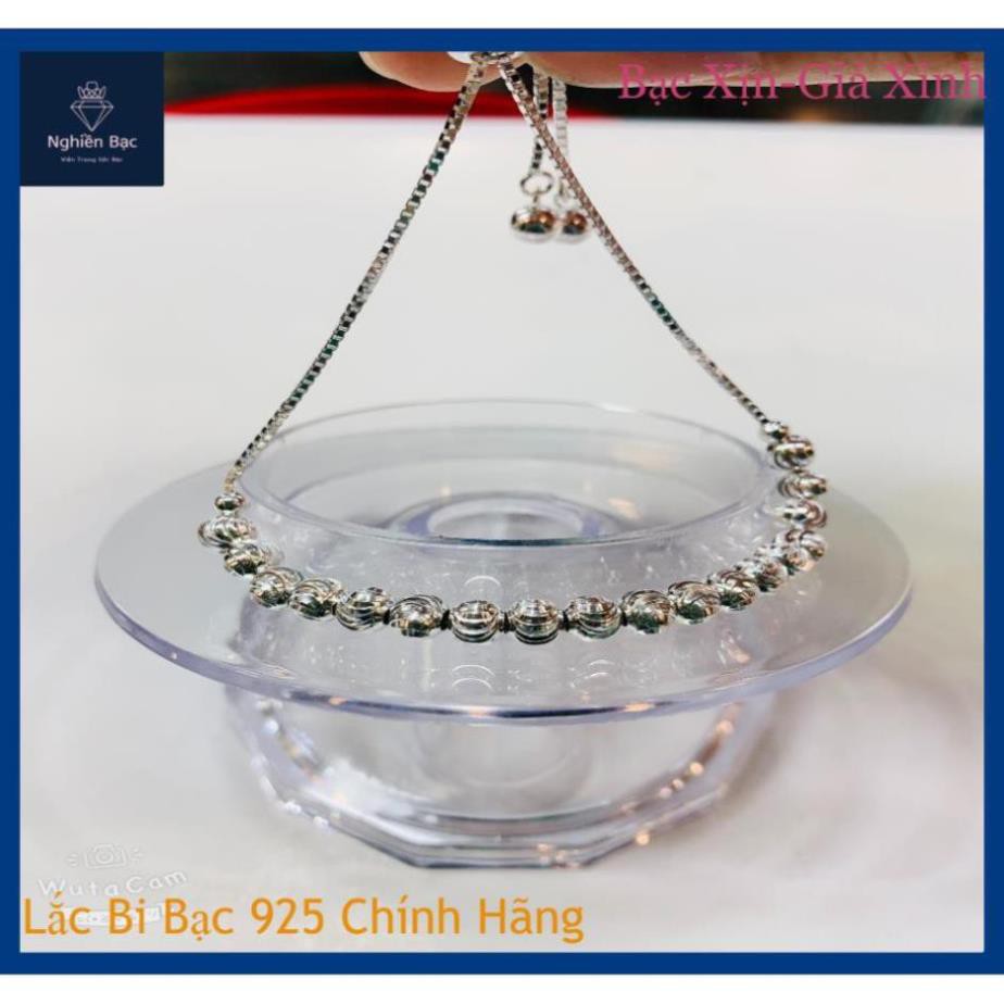 Lắc bi bạc 925 bi phay, dây rút thời trang nhỏ xinh LTB002